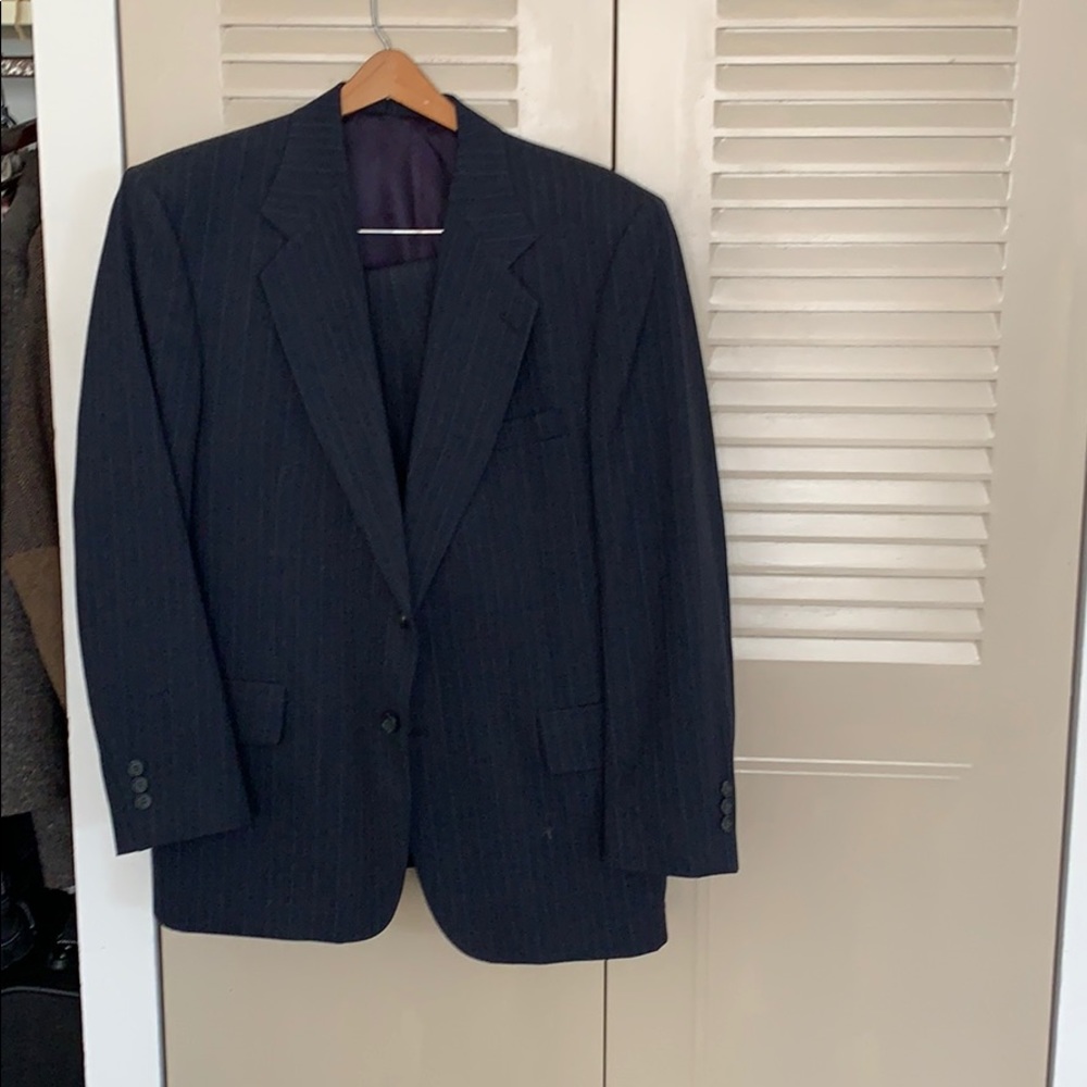 Charcoal, pin striped suit